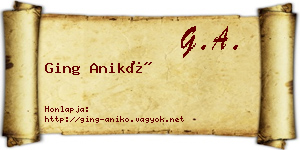 Ging Anikó névjegykártya